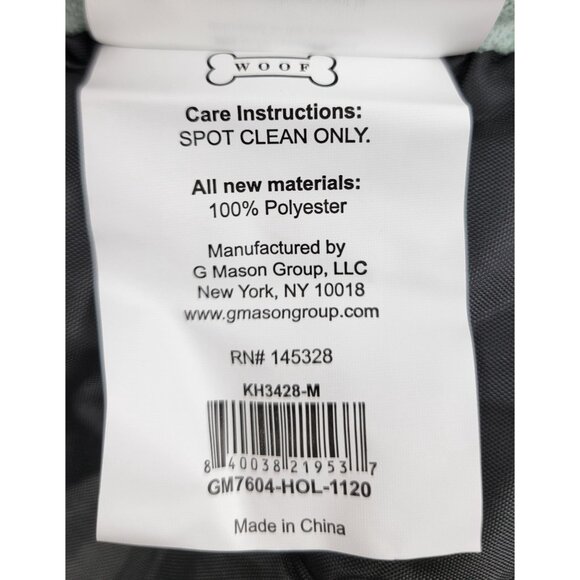 Woof Pet Bed 24" Teal/ Mint  & White   Plush Lining Polyester Fiber New with Tag - Picture 7 of 7